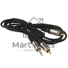 Кабель аудио Cablexpert CCAB-02-35M2RM-1.5MB. 3.5 Jack(M)/2х RCA (M), черный, 1.5м, блистер