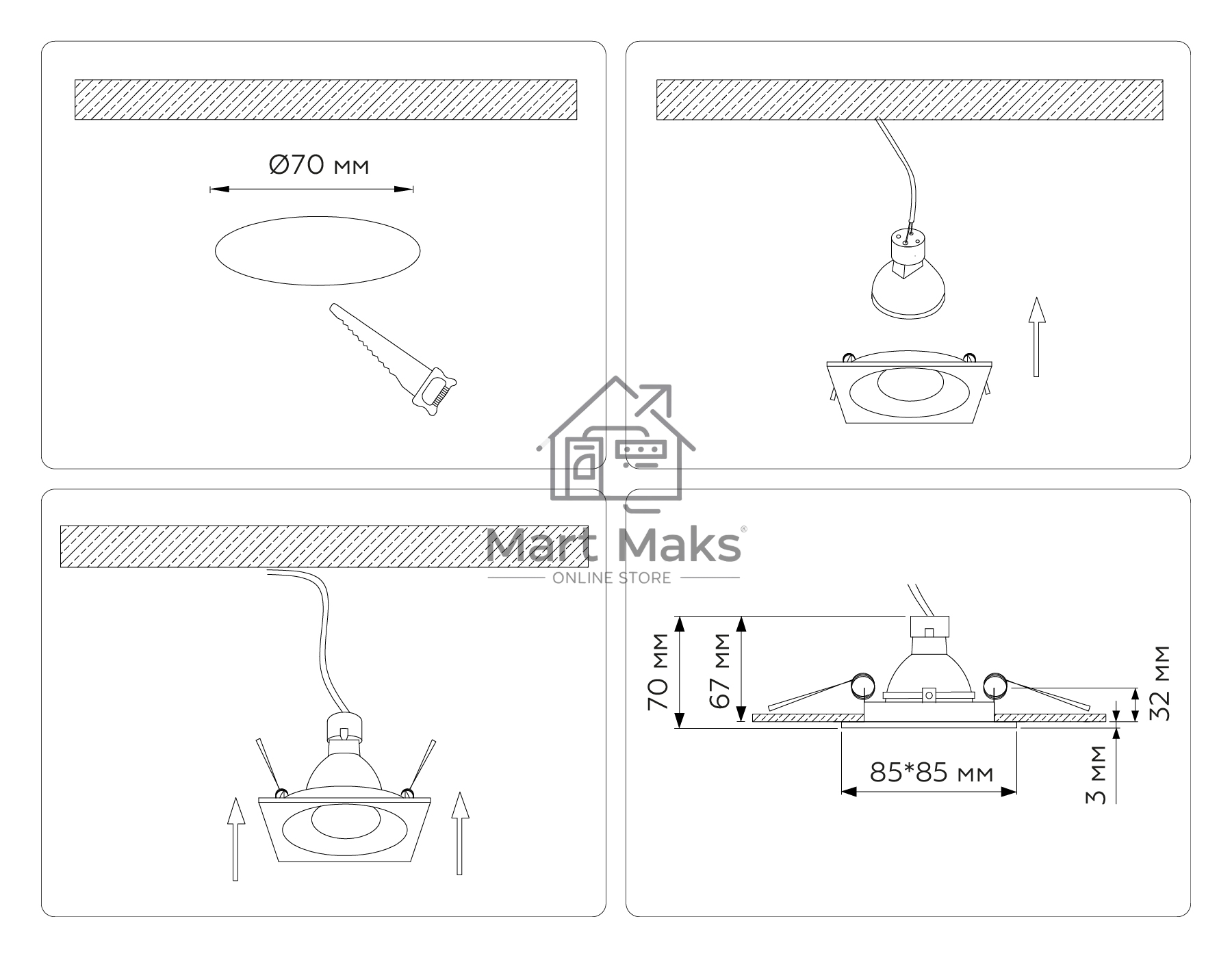 Встраиваемый точечный светильник Ambrella light TN102812 BK черный GU5.3 85*85*35