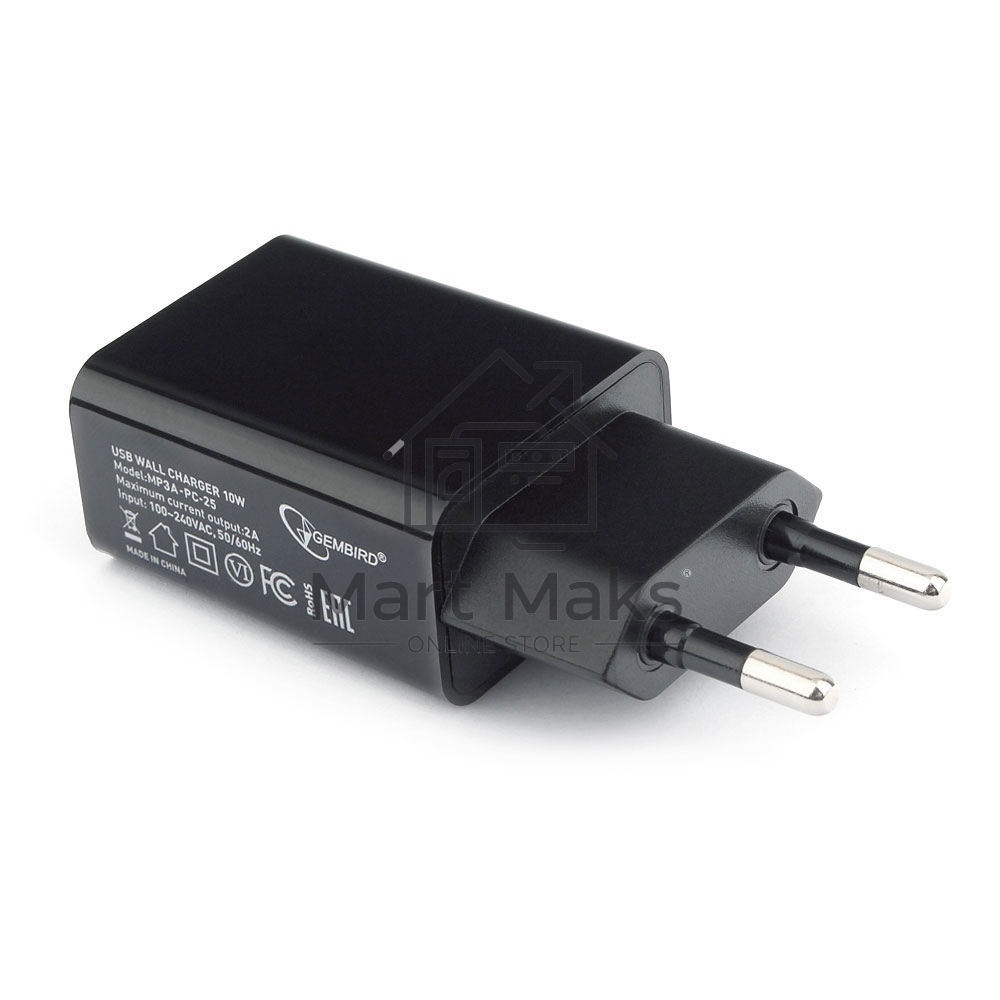 Адаптер питания Cablexpert MP3A-PC-25 100/220V - 5V USB 1 порт, 2A, черный