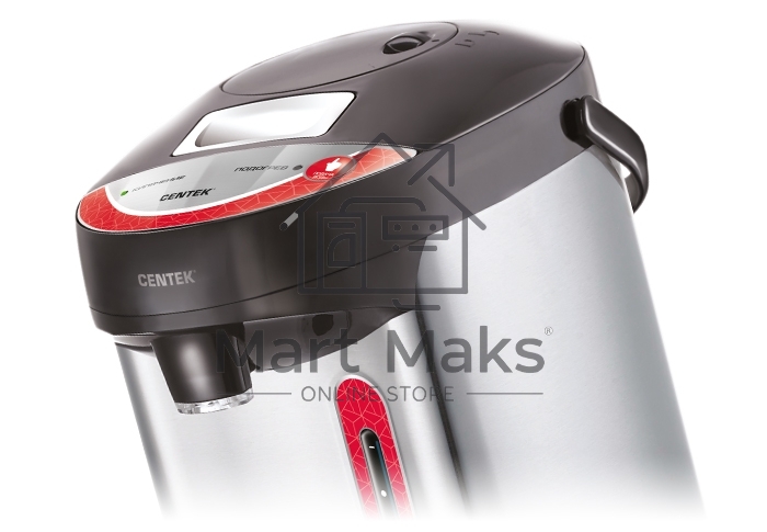 Термопот Centek CT-0082 черный, 5л, 750Вт, 3 способа подачи воды, корпус из нержавеющей стали