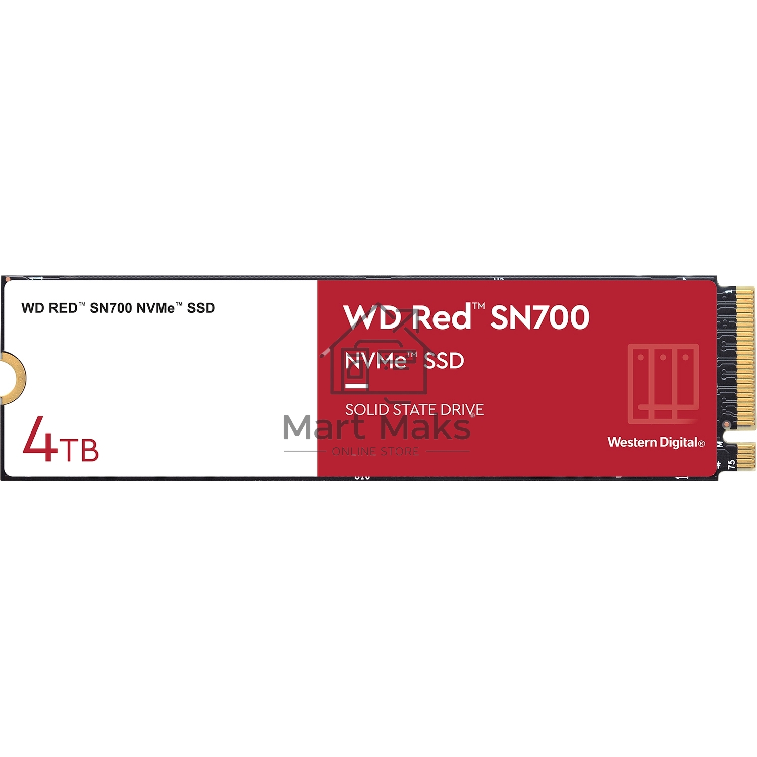 Накопитель SSD WD Red SN700 WDS400T1R0C, 4Tb, PCIe 3.0 x4, M.2 2280, NVMe, R/W 3400/3100