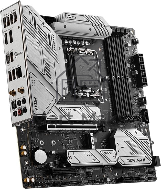 Материнская плата MSI MAG B760M MORTAR WIFI II, LGA 1700, Intel B760, 4xDDR5, 4xSATA, 3xM.2, 1xPCIe 5.0 x16, 1xPCIe 4.0 x4, 1xHDMI, 1xDP, 1xUSB Type-C, 1x2.5Gb LAN, 3xUSB-A 2.0, 3xUSB-A 3.2 Gen 2, 5x3.5 мм, 7.1, mATX