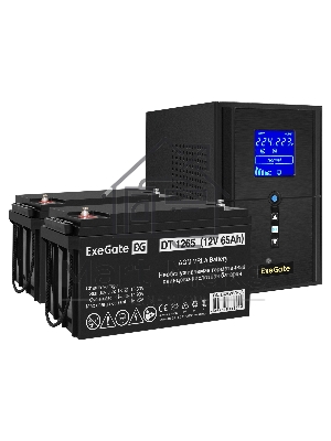 Комплект Источник бесперебойного питания EX295987RUS + батарея 65Aч EX282980RUS 2шт (инвертор, синус, для котла) ExeGate SineTower SZ-1000.LCD.AVR.2SH.1C13.USB 1000VA/800W, чистый синусоида, LCD дисплей, AVR, 2*Schuko+1*C13, USB, линейно-интерактивный, че