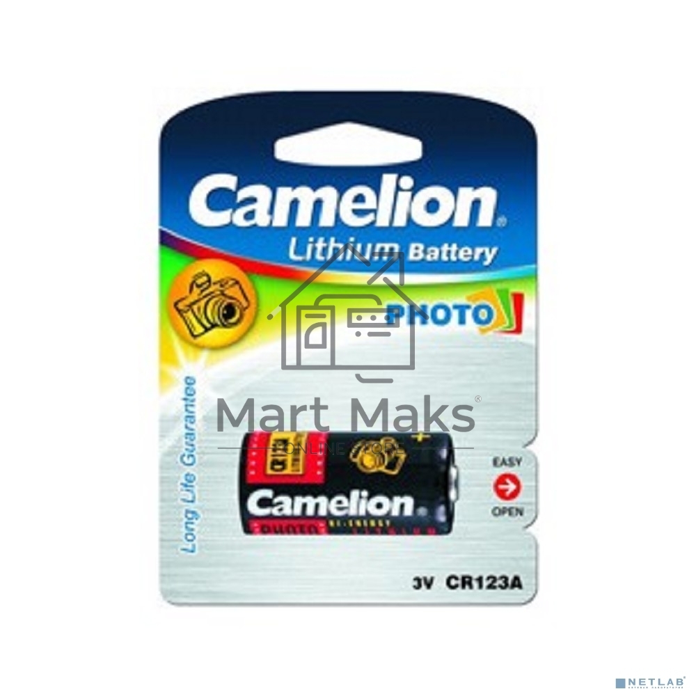 Батарея Camelion CR123A BL-1 (CR123A-BP1, батарейка фото,3В)