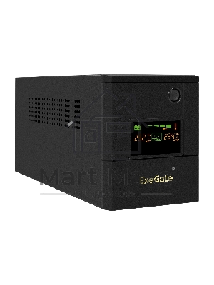 Источник бесперебойного питания ExeGate Smart LB-2000.LCD.AVR.8C13 (2000VA/1200W, цветной LCD, AVR, 8 хC13, батарея 12V 9Ah - 2 шт., металлический корпус, Black)