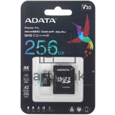 Флеш карта microSD 256Gb ADATA microSDHC Class 10 UHS-I A1 100/25 MB/s (SD адаптер)