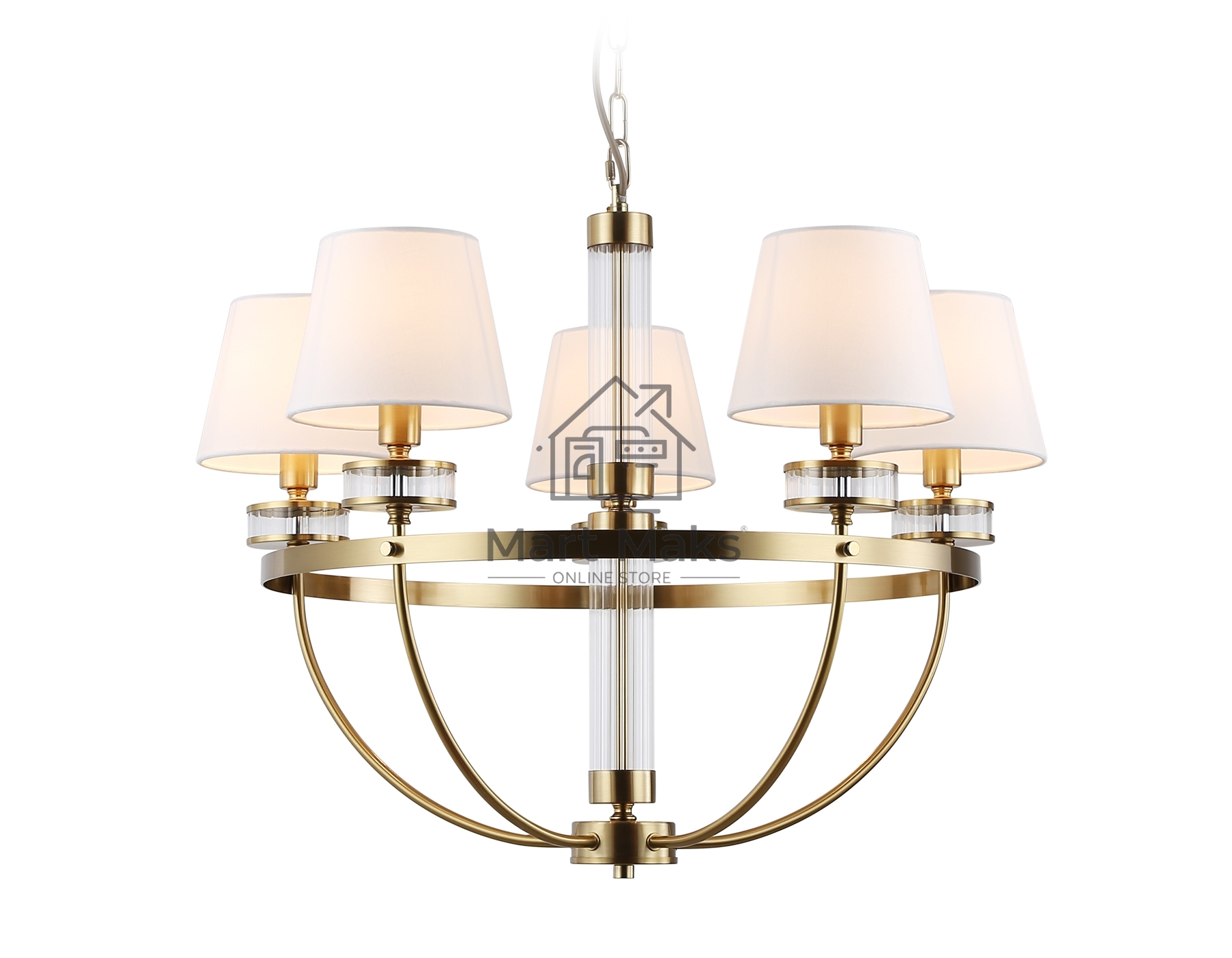 Люстра Ambrella light LH71251/5 BS/WH латунь/белый E14/5 max 40W D700*990