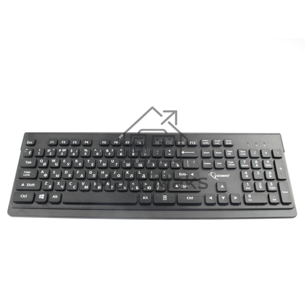 Комплект клавиатура+мышь беспроводные Gembird KBS-7200, черный, 2.4ГГц/10м, 1600 DPI, мини-приемник- USB