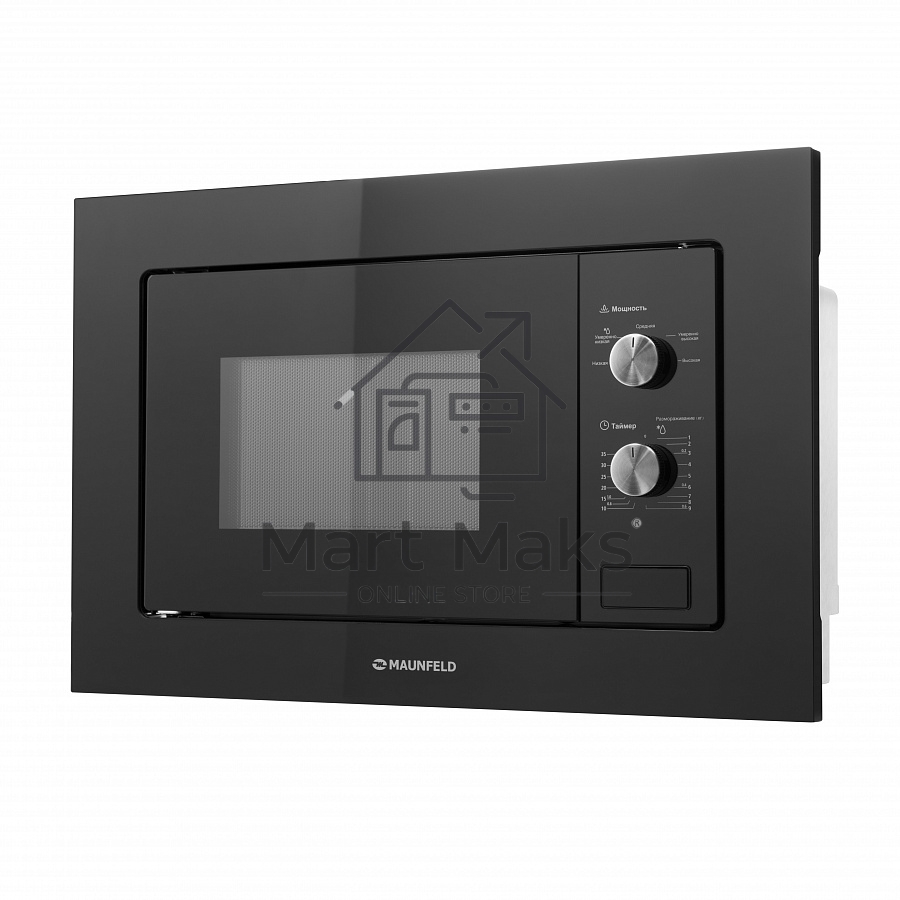 Микроволновая печь встраиваемая Maunfeld MBMO.20.1PGB черный, 20 л, 800 Вт, переключатели - поворотный механизм