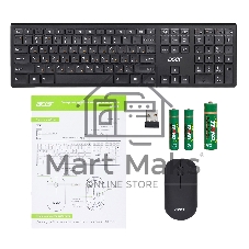 Комплект клавиатура+мышь Acer OKR030 беспроводной, USB, 1200 DPI, чёрный