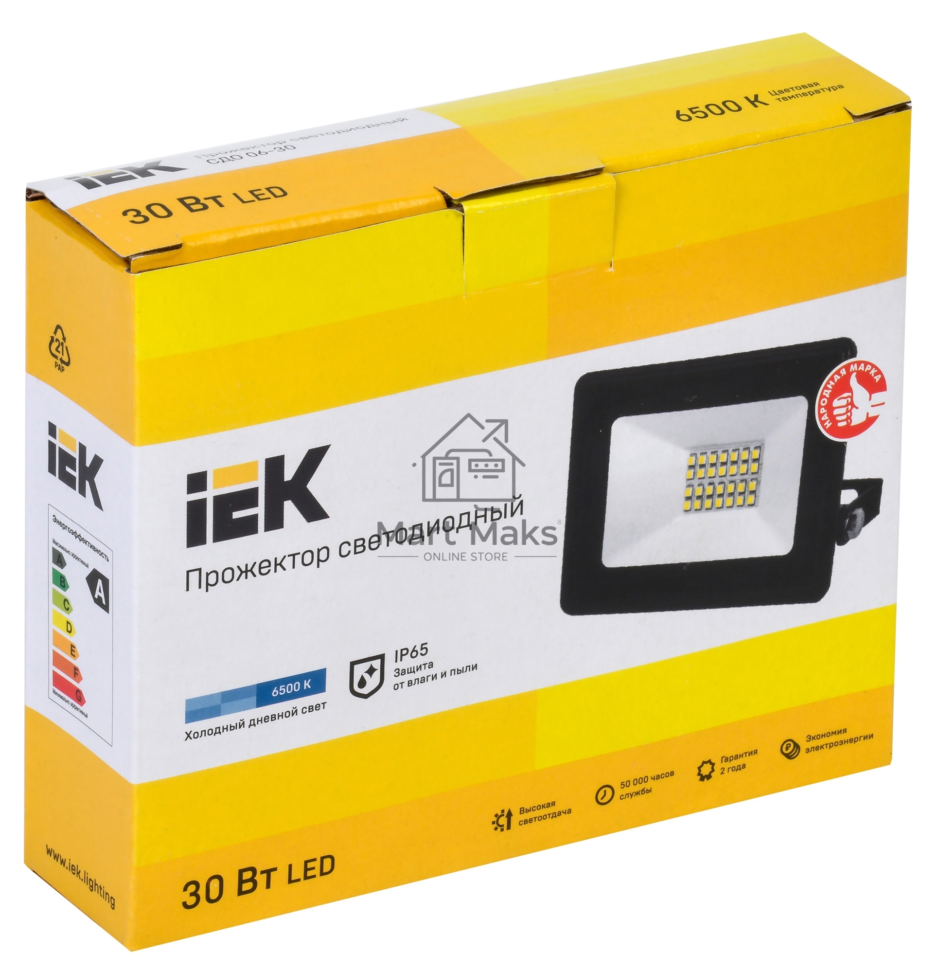 Прожектор Iek LPDO601-30-65-K02 СДО 06-30 светодиодный черный IP65 6500 K IEK