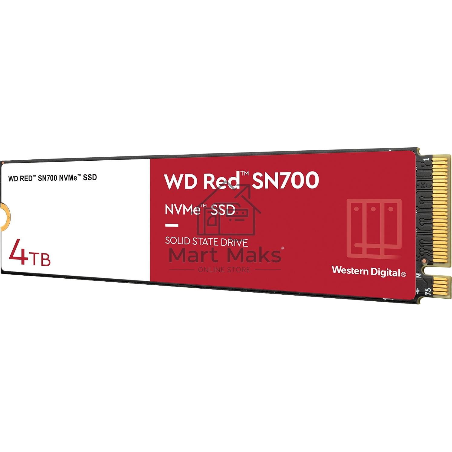 Накопитель SSD WD Red SN700 WDS400T1R0C, 4Tb, PCIe 3.0 x4, M.2 2280, NVMe, R/W 3400/3100