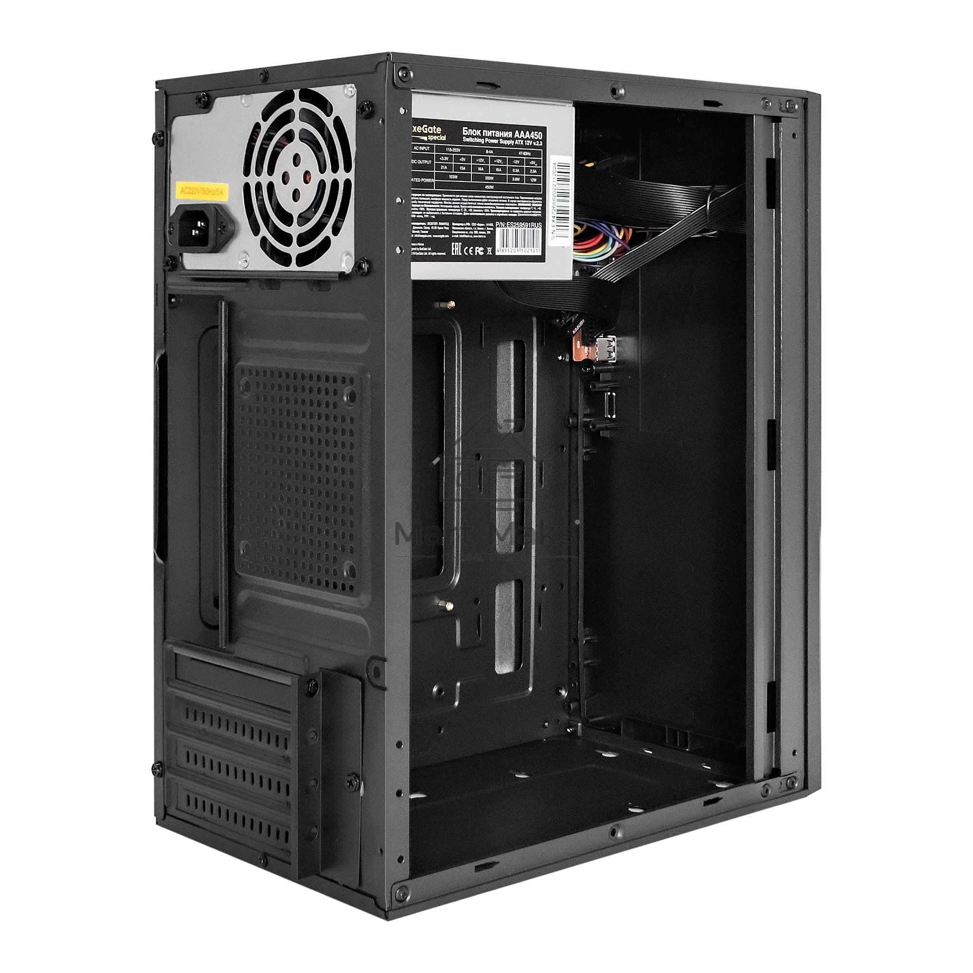 Компьютерный корпус Minitower ExeGate BAA-308UC черный (mATX, без БП, 1*USB+1*USB3.0+1*TypeC, HD Audio)