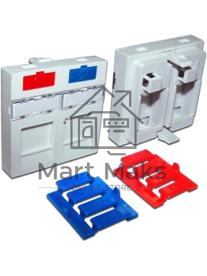 Вставка 45x45 на 2 кейстоуна, со шторкой, маркировкой и иконками, белая