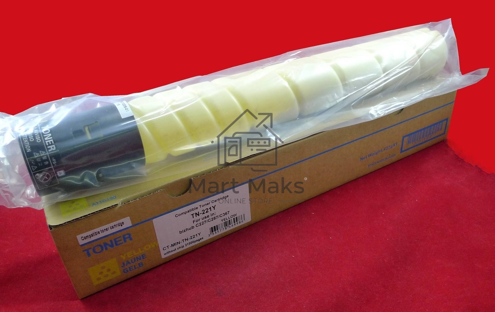 Тонер-туба Konica-Minolta bizhub C227/C287 желтый TN-221Y (туба 510г), (ELP Imaging®)