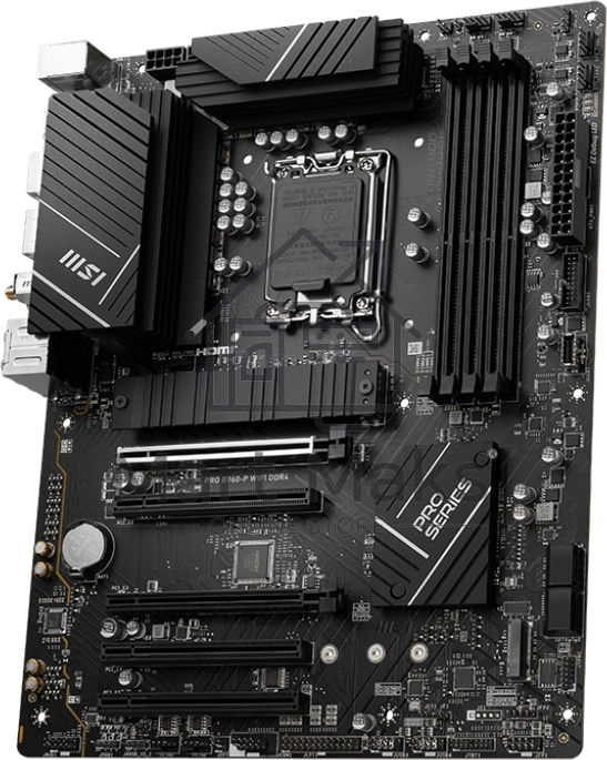 Материнская плата MSI PRO B760-P WIFI DDR4, LGA 1700, Intel B760, 4xDDR4, 4xSATA, 2xM.2, 1xPCIe 4.0 x16, 1xPCIe 4.0 x4, 3xPCIe 3.0 x1, 1xHDMI, 1xDP, 1xRJ45 2.5Gb, Wi-Fi 6E, Bluetooth 5.3, 1xUSB-C 3.2 Gen 2, 2xUSB-A 3.2 Gen 2, 4xUSB-A 2.0, 5x3.5мм, TOSLINK