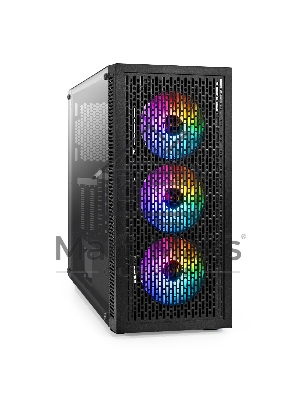 Компьютерный корпус Miditower ExeGate EVO-5001A-600NPX (ATX, БП 600NPX с вент. 12 см, 2*USB+1*USB 3.0+HD Audio, черный, 3 вент.12см с RGb подсветкой, боковая панель - закаленное стекло)