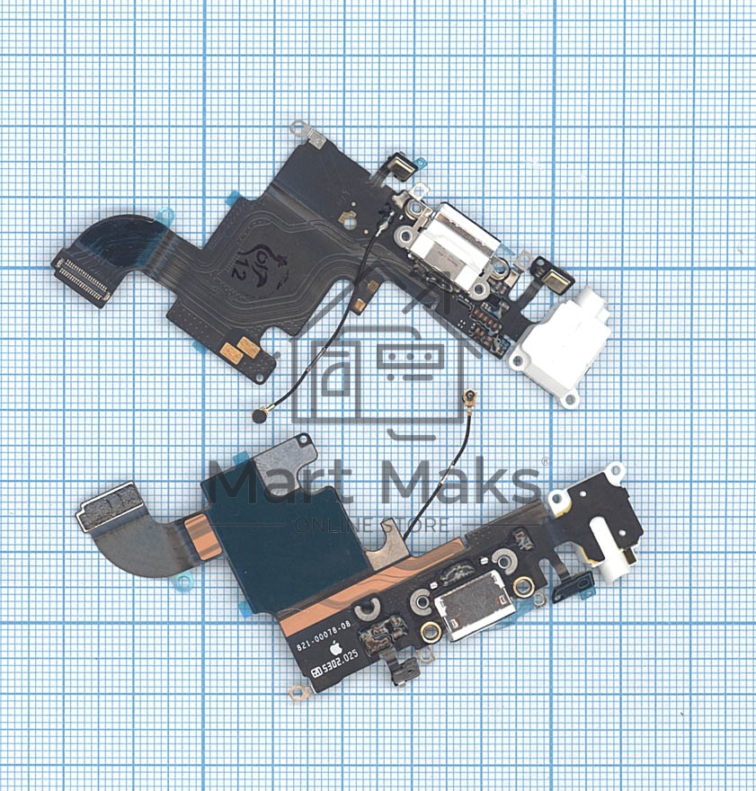 Шлейф разъема питания с аудио-разъемом для iPhone 6S белый