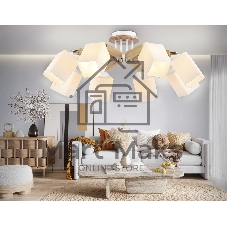 Светильник Ambrella light TR9522/8 WH/GD/FR белый/золото/белый матовый E27*8 max 40W D790*260
