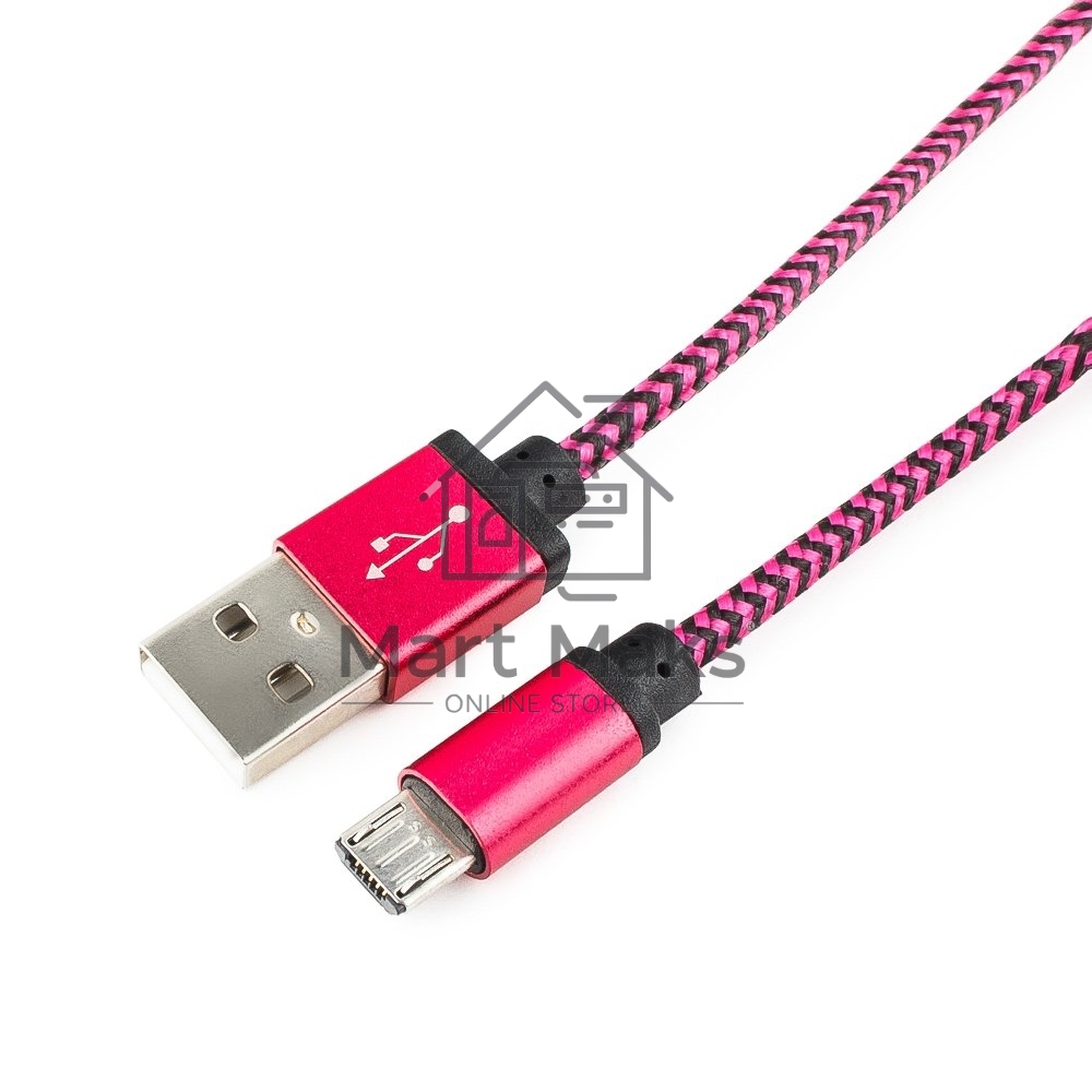 Кабель Gembird USB 2.0 Cablexpert CC-mUSB2pe1m, AM/microBM 5P, 1м, нейлоновая оплетка, алюминиевые разъемы, фиолетовый, пакет