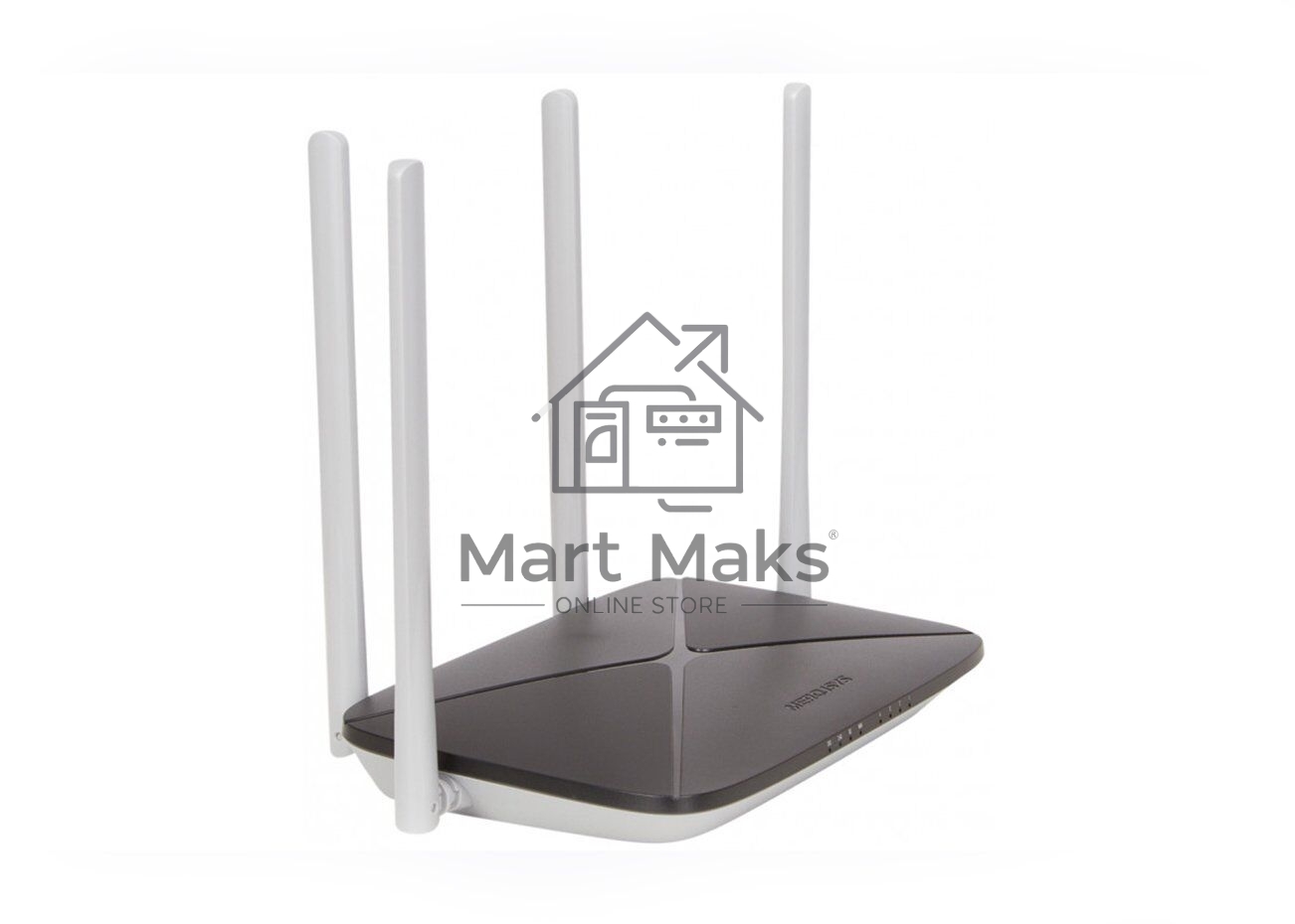 Беспроводный маршрутизатор Mercusys AC12, Dual Band, (867Мбит/с на 5 ГГц + 300Мбит/с на 2,4 ГГц)4 порта 100 Мбит/с, 4 фиксированных антенны