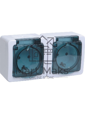 Розетка 2-м ОП Гермес Plus РСб22-3-ГПБд с защ. крышкой с заземл. IP54 (цвет крышки дымчатый) ИЭК ERMP22-K03-16-54-EC