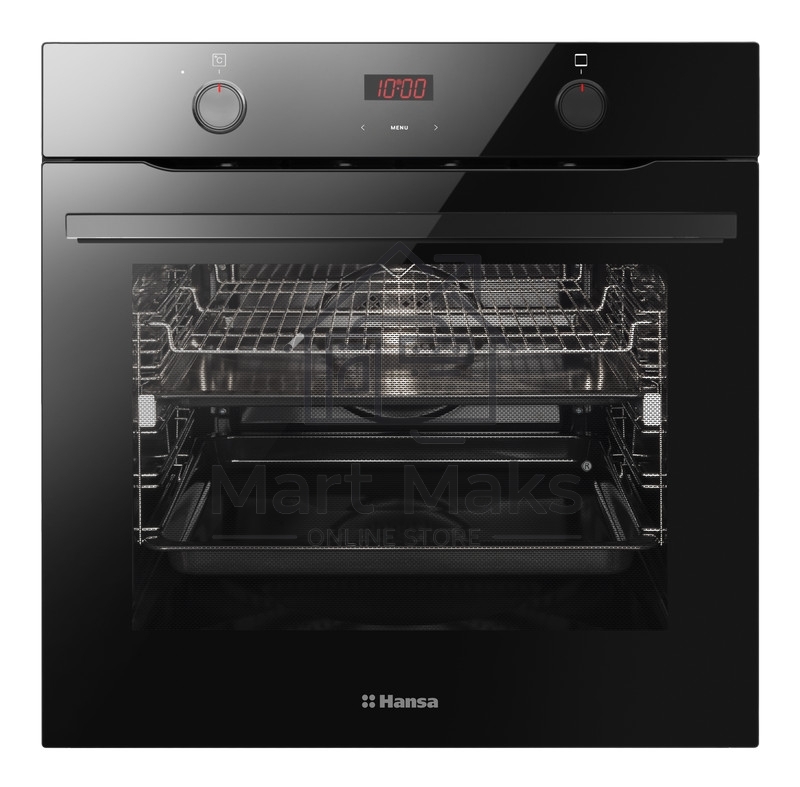 Встраиваемая электрическая духовка HANSA BOES684097, Дизайн X-Type. 9 режимов нагрева, программатор Easy Control, утапливаемые переключатели с подсветкой, телескопические направляющие, плавное закрытие дверцы Soft close, тройное остекление дверцы,система 