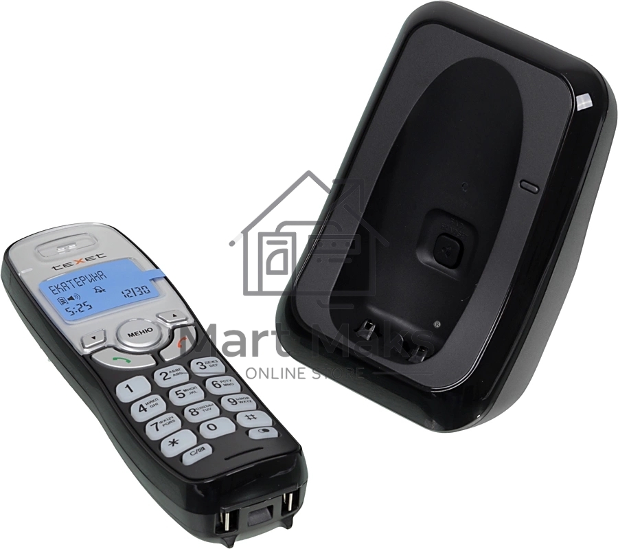 Радиотелефон teXet TX-D6905A черный (громкая связь,телефонная книга на 50 имен и номеров, определитель номера, будильник)