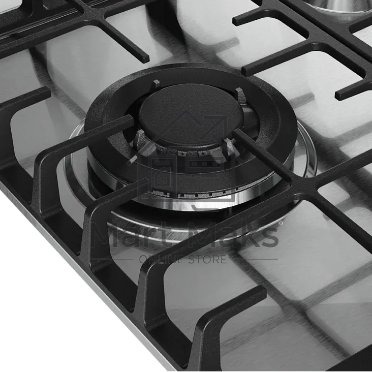 Варочная поверхность Kuppersberg FS 46 X, газ, High-Tech, 45 см, автоматический электроподжиг, газ-контроль, форсунки под сжиженый газ, SABAF конфорки, чугунные решетки, цвет нержавеющая сталь, цвет фурнитуры черный