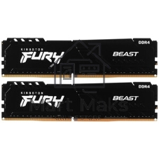 Оперативная память Kingston Fury Beast, DDR4, 32GB (1x32GB), 3200MHz, CL16, DIMM, с радиатором, RGB, черный