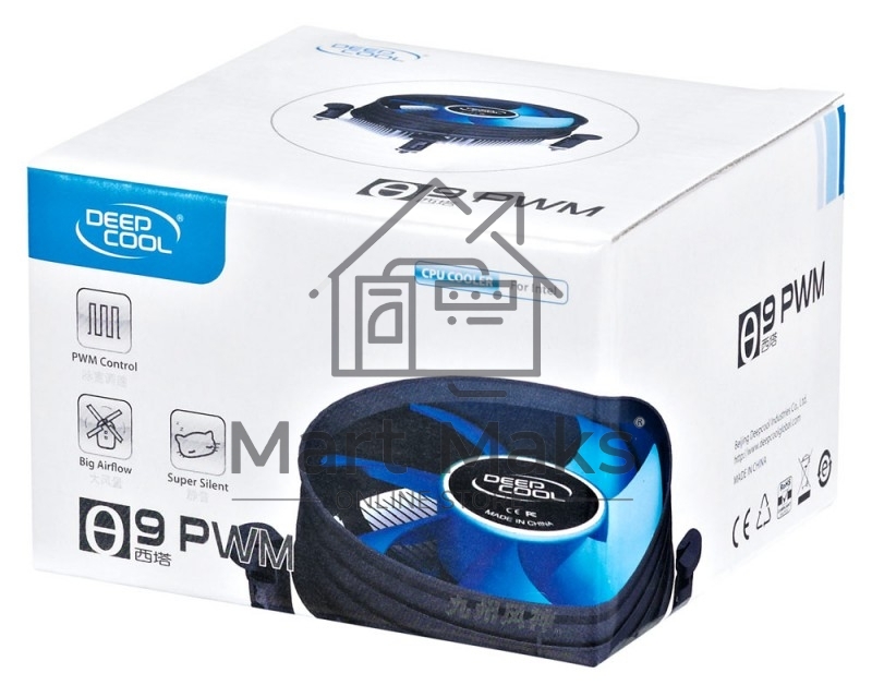 Кулер для процессора DEEPCOOL THETA 9 PWM черный/синий, 92 мм, алюминий, 3200 об/мин, 41.3 дБ, 4 pin, 95 Вт, 46.5 мм