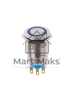 Кнопка антивандальная Ø19 250В Фикс (5с) ON-OFF/OFF-ON подсв/синяя Rexant