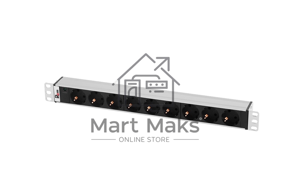 Блок розеток Rem-10 без шнура с инд., 9 Sсhuko, вход IEC 60320 C14, 10A, алюм., 19