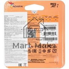 Флеш карта microSD ADATA 256Gb microSDXC Class 10 UHS-I U3 V30 A2 180/160 MB/s (SD адаптер)