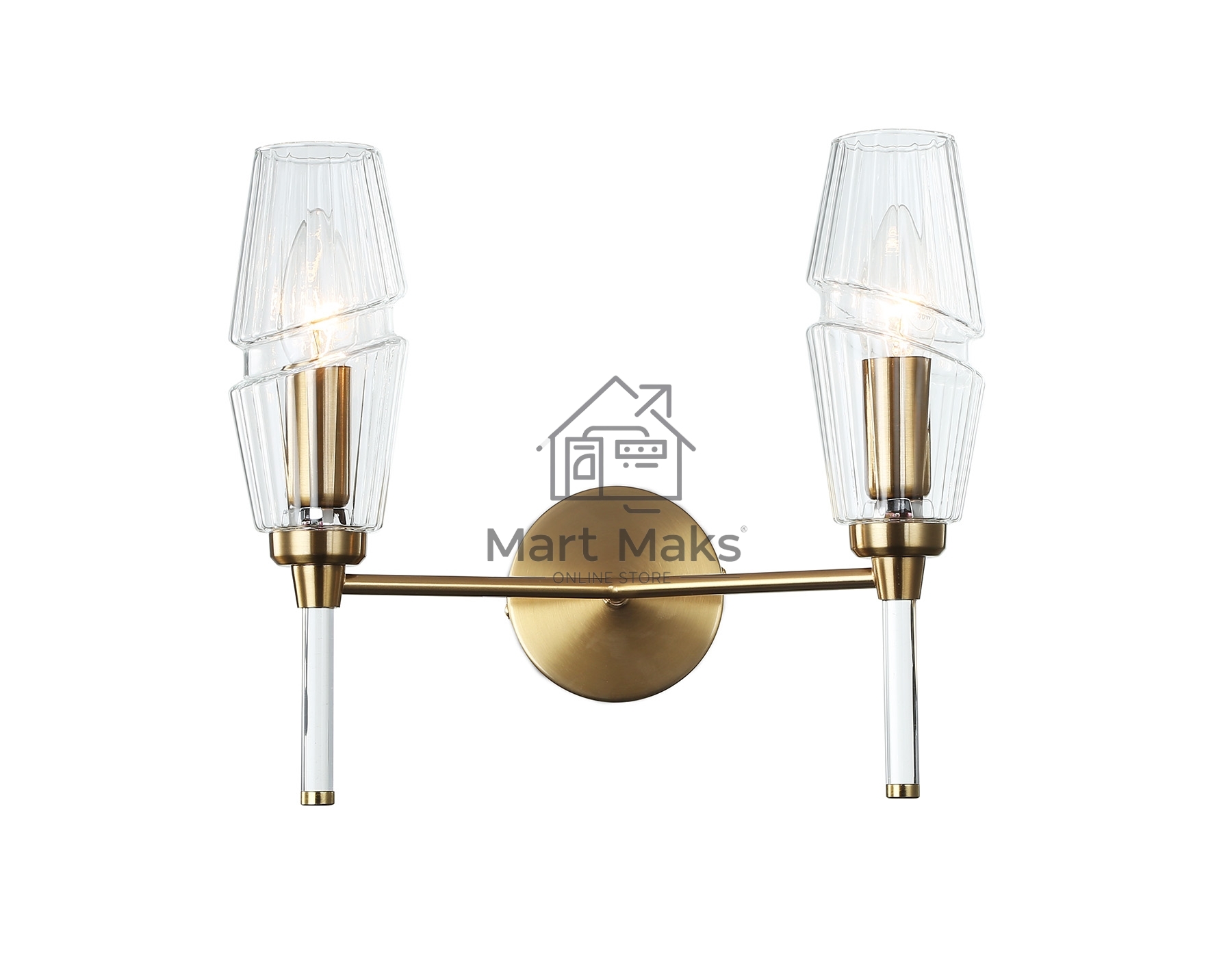 Настенный светильник Ambrella light LH55206/2 BS/CL латунь/прозрачный E14*2 max 40W 330*170*280