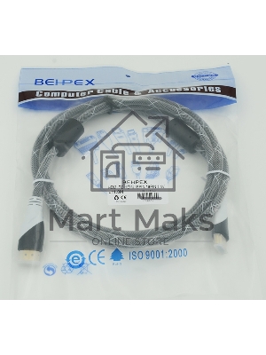 Кабель HDMI Ver.1.4 черный jack HDMI(19pin)/HDMI(19pin) 1.8м феррит.кольца позолоченные контакты