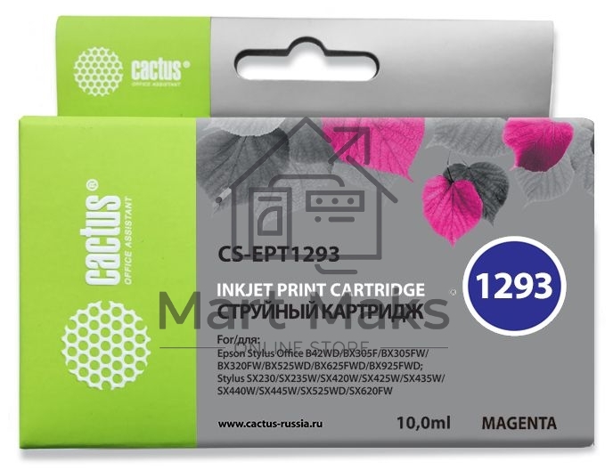 Картридж струйный Cactus CS-EPT1293 (T1293) пурпурный (10 мл) для Epson Stylus Office B42/BX305/BX305F/BX320/BX525/BX625/SX420/SX425