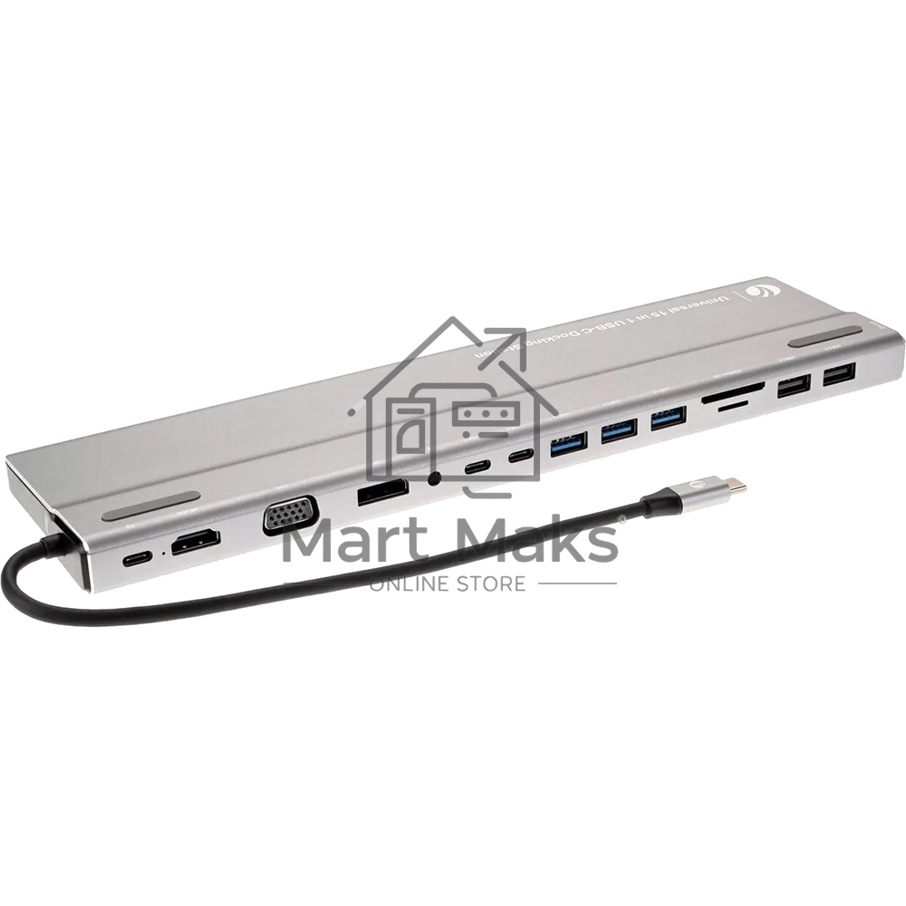 Адаптер VCOM TypeC -->3*USB3.0+2*USB2.0+VGA+RJ45+SD+TF+AUD+HDMI+DP+2*USB3.1 Data+PD