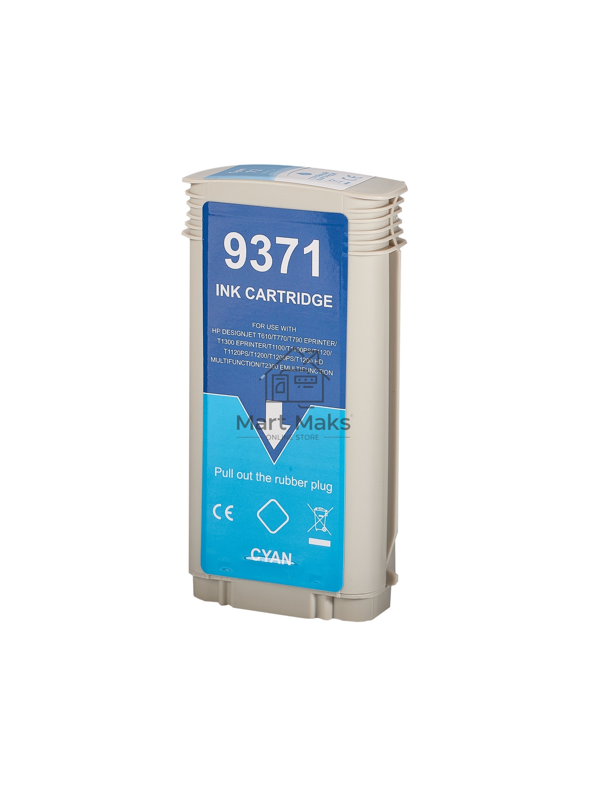 Картридж струйный Sakura C9371A (№72 Cyan) для HP, голубой, 130 мл.