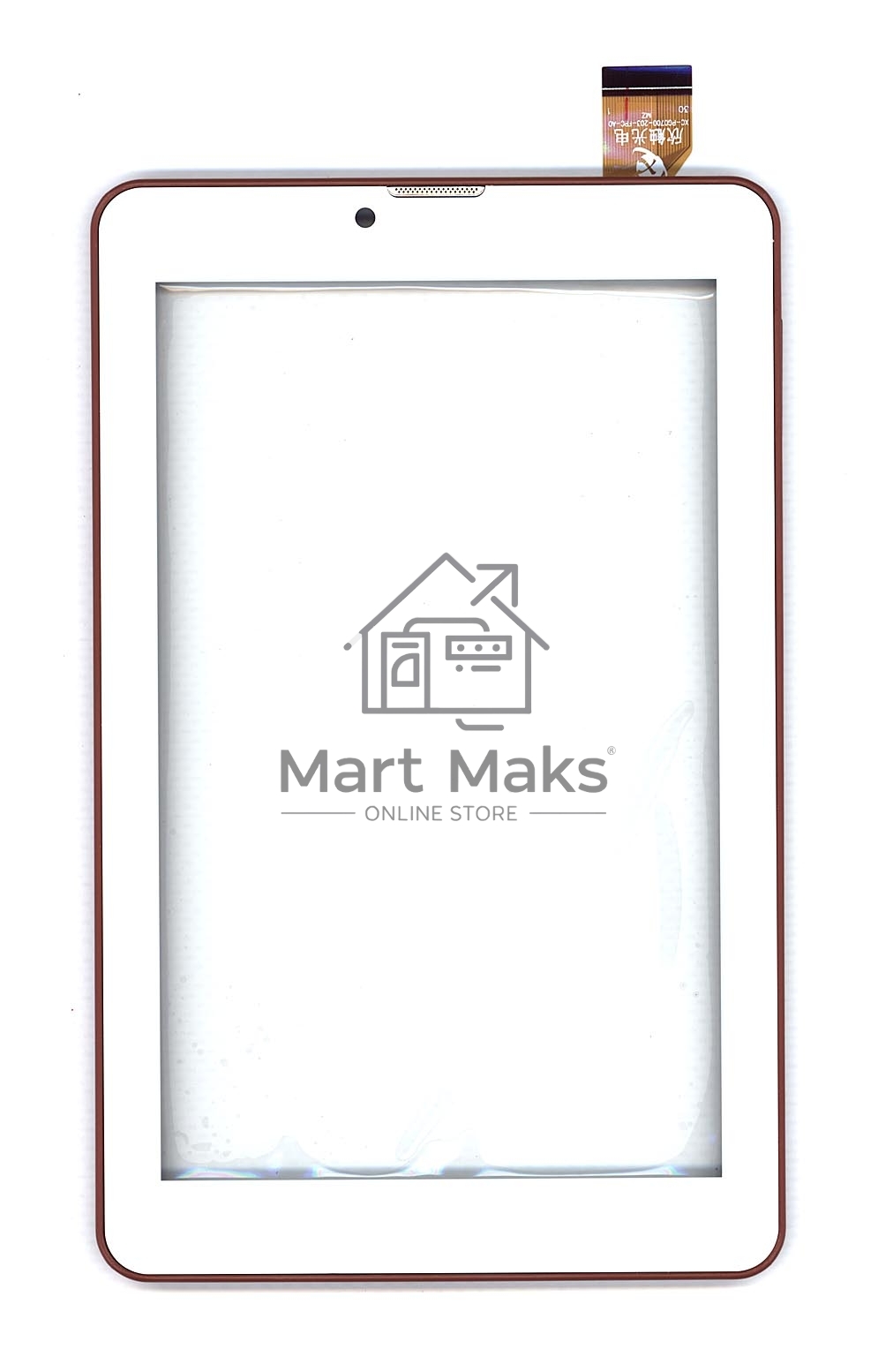 Сенсорное стекло (тачскрин) для Irbis TZ753, белое с коричневой рамкой