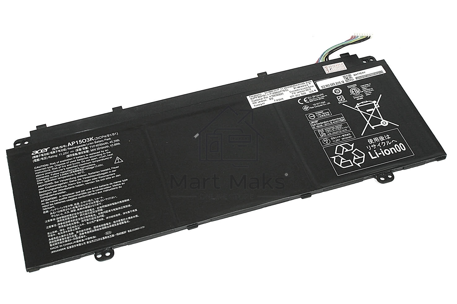 Аккумулятор для Acer Aspire S13 S5-371, swift 5 sf514-51-780r, (Ap1503k), 4030mAh, 11.25V, Acer