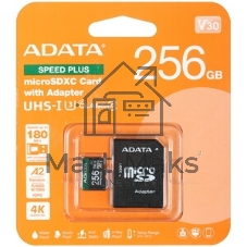 Флеш карта microSD ADATA 256Gb microSDXC Class 10 UHS-I U3 V30 A2 180/160 MB/s (SD адаптер)
