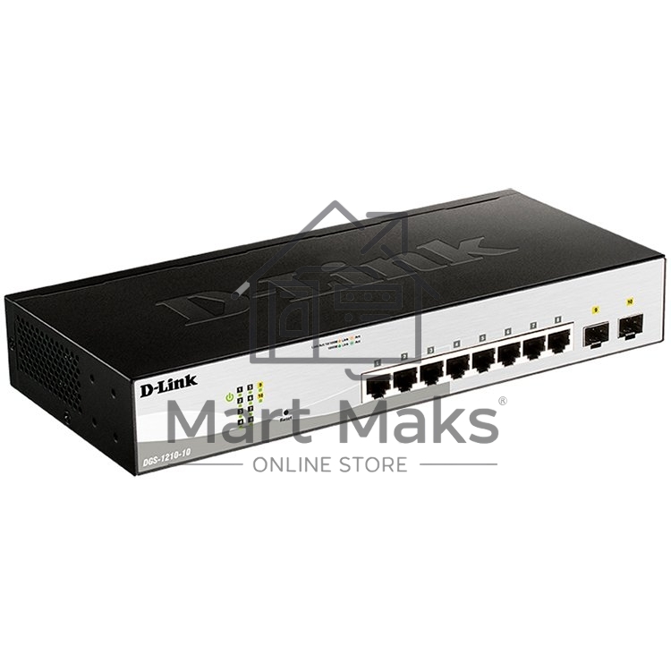 Коммутатор D-Link DGS-1210-10/F1A настраиваемый настольный 8x10/100/1000BASE-T