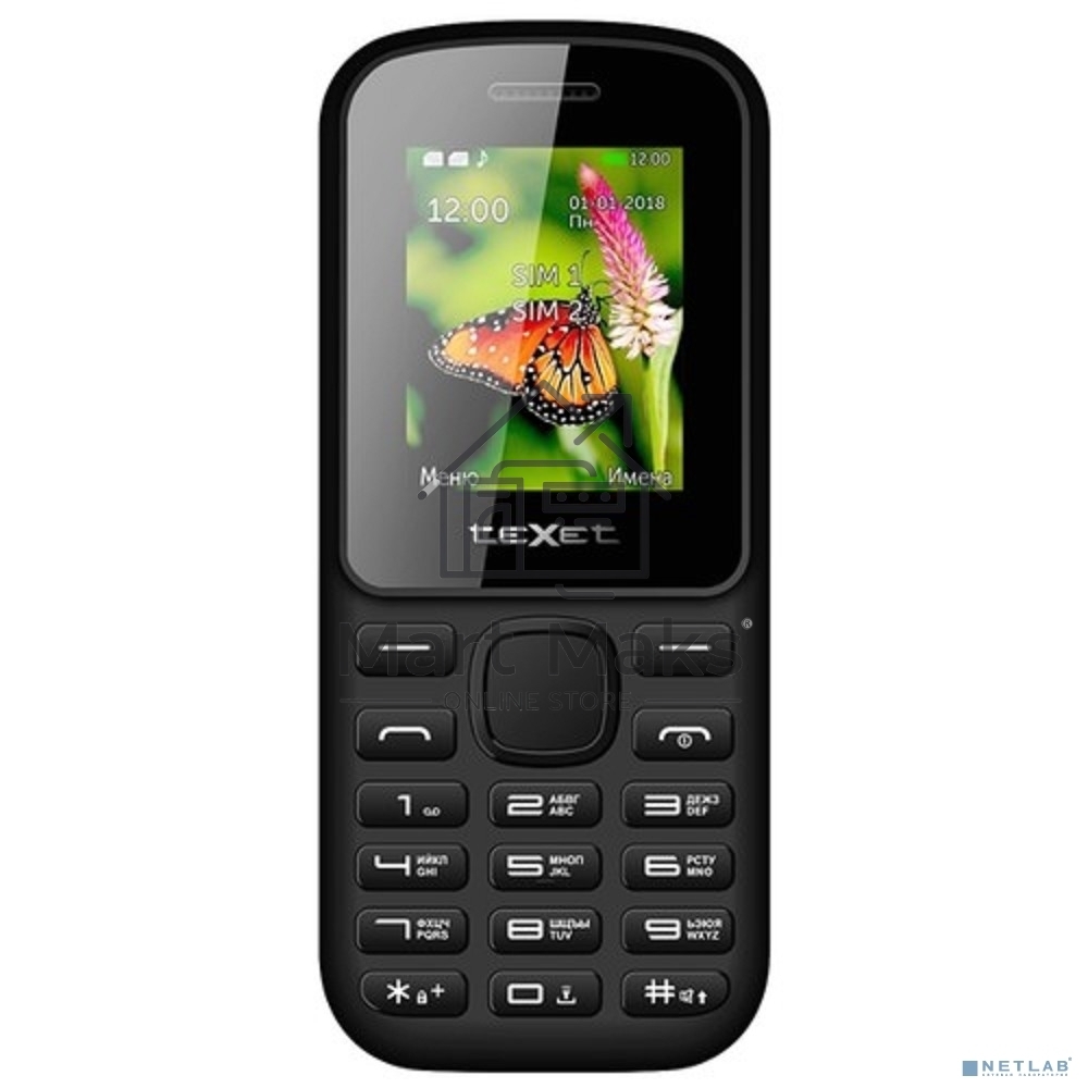 Мобильный телефон Texet TM-130 черный-красный