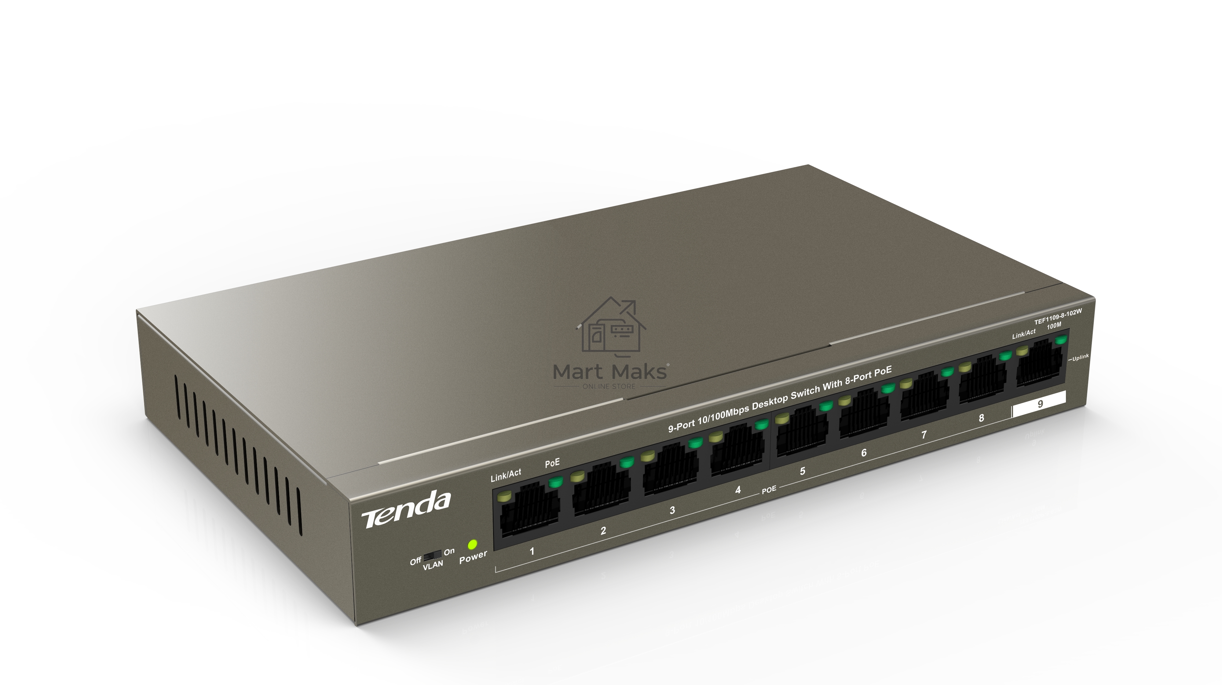 Коммутатор 9PORT 10/100M POE TEF1109P-8-102W TENDA
