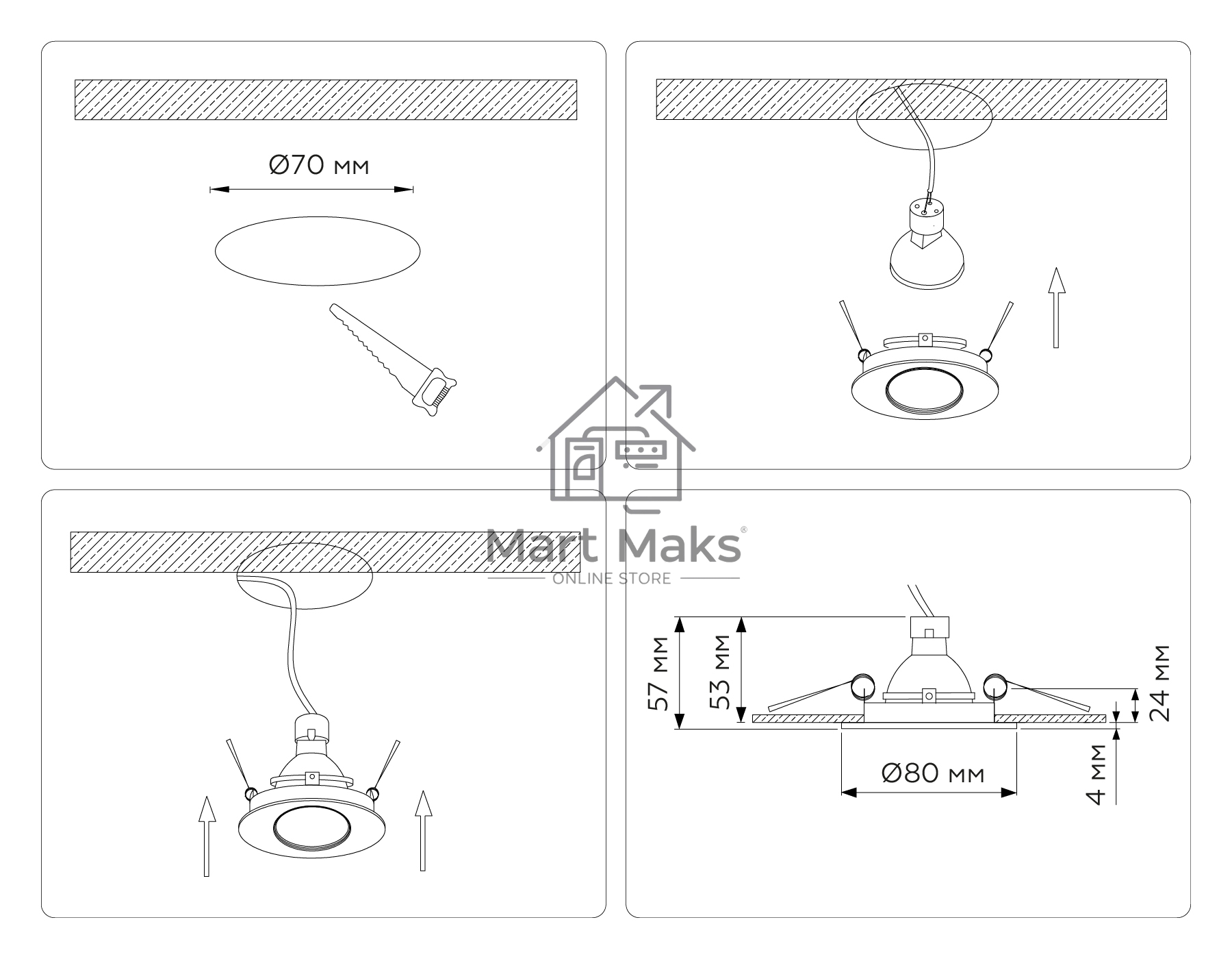 Встраиваемый точечный светильник Ambrella light TN102815 WH белый GU5.3 D80*28