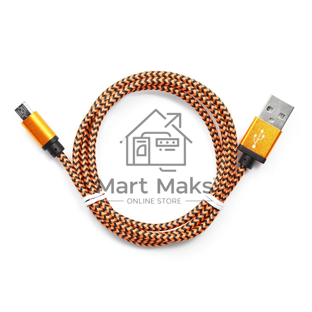 Кабель Gembird USB 2.0 Cablexpert CC-mUSB2oe1m, AM/microBM 5P, 1м, нейлоновая оплетка, алюминиевые разъемы, оранжевый, пакет
