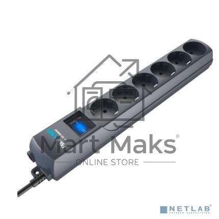 Сетевой фильтр Surge protector Pilot S Max (5 euros + 1GP), 15A/3.5kVA, automatic, 1.8 m, graphite