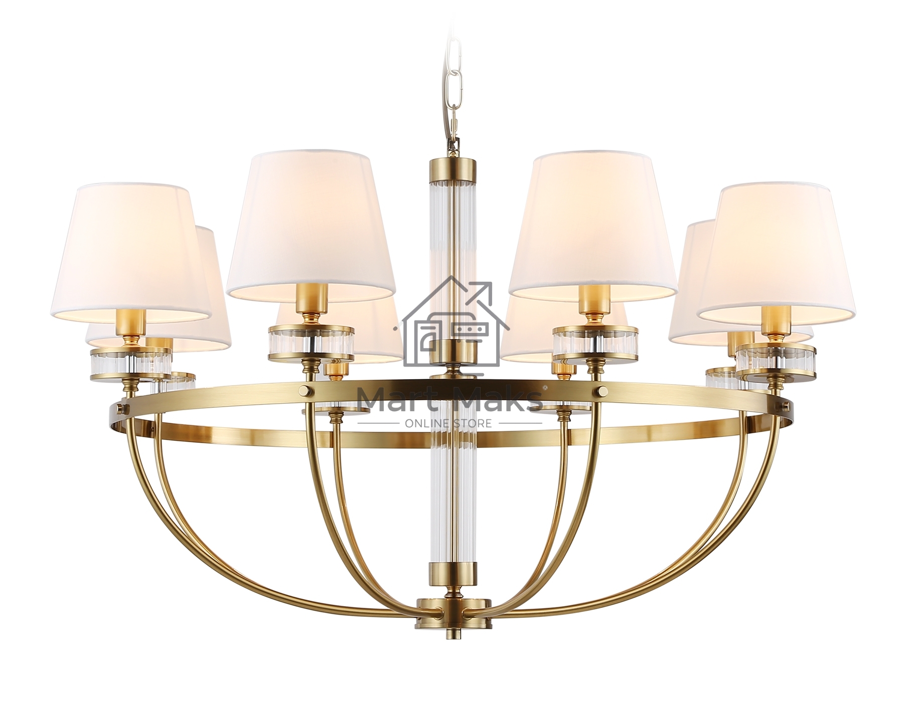 Люстра Ambrella light LH71253/8 BS/WH латунь/белый E14/8 max 40W D870*990