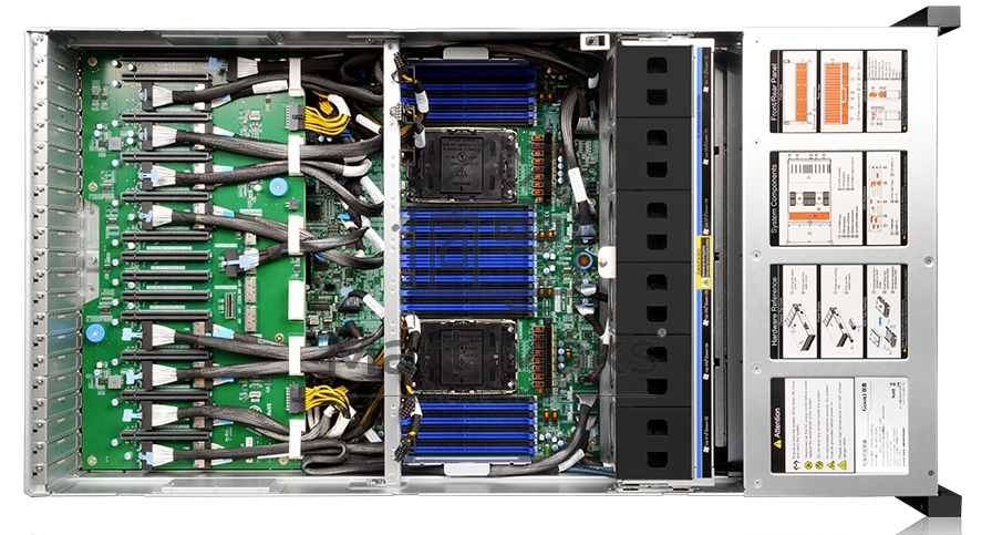Серверная платформа Gooxi SY4108G-D12R-G4 GPU solution 4U 12bay server platform based on Intel Gen 4th, 4* 2700W PSU, 8* cable for H100 etc., rail kits, EU power cables, OCP slot X16
